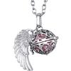 Morella Catenina Donna Angelo Custode in Acciaio Inox 70 cm con Ciondolo ad Ali di Angelo e Sfera Rosa Ø 16 mm in Sacchetto di Velluto