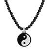 GAVU Collana Pietre Naturali da Uomo con Perline di Nere Onice Opaco e Ciondolo Yin Yang, Collana Uomo Equilibrio Energetico 60cm