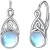 YAFEINI Orecchini con Pietra di Luna per Donna Orecchini a Cerchio con Nodo Celtico Irlandese in Argento Sterling 925 Leverback Gioielli Regali (A-Nodo celtico in pietra di luna)