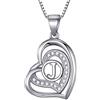 Morella Collana donna a forma di cuore lettera J con zirconi bianchi 46 cm argento 925 rodiato