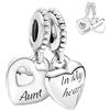 Annmors Donna Ciondolo Pendente con due Cuori Zia e Nipote Argento 925 Colgantes per Charm Bracciale