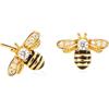namana Orecchini Oro Donna a Forma di Ape in Argento 925, Orecchini a Lobo per Donna e Ragazza, Orecchini di Api con Zirconia Cubica e Smalto Nero, Orecchini Donna Oro con Confezione Regalo