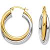 LeCalla Orecchini a cerchio in argento 925 Gioielli placcati in oro 14K con intreccio bicolore Forma rotonda Orecchino a cerchio grosso per donna - 28mm