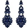 EVER FAITH Orecchini Donna Cristallo Nozze Vintage Stile Floreale Foglia Lampadario pendenti Blu
