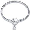 MariaFonte Bracciale Semi-Rigido in argento Sterling con chiusura a clip sferica iscrizione Love e cuoricino (Lunghezza 19 cm)