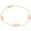 Monde Petit Bracciale bambina farfalle smaltato rosa - oro giallo 9k (375) - Scatola Regalo - Certificato di garanzia