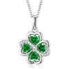 LANBEIDE Collana Quadrifoglio in Argento Sterling 925 Infinity Love Heart Collana Trifoglio con Smeraldo Cubic Zirconia per Le Donne