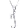 Morella Collana donna argento con ciondolo lettera J argento 925 rodinato con zirconi bianchi 45 cm