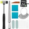KEESIN 20PCS Kit Per La Creazione Di Anelli,con barra per misurazione anelli, martello in gomma, misuratore delle dita, con misura UK dalla A alla Z, panno per lucidatura, brunitoio in pietra d'agata