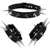 Manfnee Punta Chiodo Girocollo Bracciale Rock Punk Polsino Choker Pelle PU Uomo Donna Motociclista
