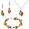 AMBEDORA Set da donna Grande Sabina in argento 925, ambra baltica colorata, ciondolo con catena a serpente, orecchini, bracciale