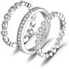 JewelryPalace 3 Anelli Argento 925, Fedine Fidanzamento Coppia, 2.1ct Diamante Simulato Anniversario Matrimonio Promessa Sposa Band Set, Gioielli Donna