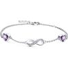 Qings Bracciale Infinito Argento Sterling con Ametista Simbolo Infinito di Pietre di Nascita di Cuore Braccialetto Regolabile Viola Zirconi Bracciali Gioielli Regalo Festa Della Mamma per Mamma