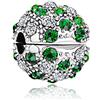 MariaFonte Charm Stopper Perline Colorate Argento Sterling 925 e zirconia colorata, Adatto per Braccialetti e collane (Verde)