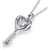 Jiahanzb Collana con Ciondolo Chiave Cuore Femminile in Argento Sterling 925, Gioielli Creativi di Moda con Zirconi Dancing Diamond