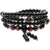 COAI Bracciale 108 Mala in Onice e Occhio di Tigre rosso, Bracciale da Preghiera semi-prezioso per Uomo e Donna