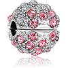 MariaFonte Charm Stopper Perline Colorate Argento Sterling 925 e zirconia colorata, Adatto per Braccialetti e collane (Rosa)