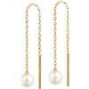 NKlaus coppia di orecchini con perle d'acqua dolce 4,2 mm in oro giallo 333 8 carati con catena ad ancora perle taglio diamante orecchini d'oro 7962
