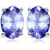 JewelryPalace Orecchini a Bottone in Argento 925 con Tanzanite Blu Natural, Studi Piccoli in Oro Rosa con Pietra Ovale - Set Gioielli Donna
