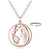 BONNYBIRD® Collana Donna Mappamondo Oro Rosa Viaggiare Mondo Pendente Planisfero Ruotabile Acciaio Chirurgico Inossidabile Inox Anallergici Senza Nichel Free Gioielli Impermeabile