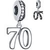 GLOWDAS 70 Birthday Dangle Charms si adatta Pandora Bracciale di base, 925 Sterling Silver 70th Anniversary Pendant Beads con Birthstone CZ, numero 70 anni Bday regalo per nonna/nonno
