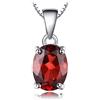 JewelryPalace Ovale 2.5ct Naturale Rosso Granato Birthstone Solitario Pendente Collana Solido 925 Sterling Argento 45cm