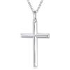 FANCIME Collana Croce Uomo in Argento Sterling 925 Medio Grande Crocifisso Ciondolo con Catena, Catena Lunghezza: 60 cm