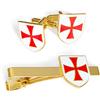 THE MASONIC COLLECTION - Cavalieri Templari Oro Gemelli & Cravatta Set per Uomo - Rivestimento in smalto rosso e bianco - Viene fornito in sacchetto di velluto/scatola gemelli - Regali massoni per gli