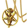 FaithHeart Collana con Pentacolo Invertito Baphomet Ciondolo Satanico Testa di Capra/Pentagramma Satana Sulfuro Occulto Alchimia Inversa Leviatano Croce Acciaio/Oro/Nero + Catena Regolabile