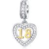 GLOWDAS 18 anni di compleanno Charms fit Pandora DIY braccialetto, 18k placcato oro numero 18 Dangle, 925 in argento sterling 18th Anniversary collana perline con CZ, regali per gemelli/nipote/cugino/sorella