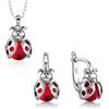 butterfly Bambine Ragazze set Composto da Catena e Orecchini Argento Vero Ciondolo a Forma di Coccinella. Portafortuna Rosso Lunghezza Regolabile Packaging Sostenibile