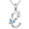 EUDORA Harmony Ball EUDORA Collana a farfalla iniziale in argento sterling 925 con lettera dell'alfabeto Collane con ciondolo personalizzato con zirconi blu per donna, ragazza, madre, gioielli, catena da 45 cm