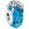 GLOWDAS Sea Turtle Charms, 925 Sterling Silver Sea Tartaruga su Blue Murano Bead, Charms animali oceanici delle Hawaii si adattano al braccialetto Pandora Summer Beach, Regali per San Valentino/Natale/Vacanze