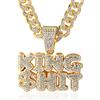 HALUKAKAH Catena Oro per Uomo Placcato Oro Reale 18k/Finitura Oro Bianco Platino Iced Out Collana Ciondolo,Pieno Cz Lab Diamanti Set Griffe,14mm Catena a Maglia Cubana 45cm,Confezione Regalo Gratuita