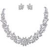 EVER FAITH-Gioielli Set orecchini e collana di Grappolo di Fiore Foglia Nozze Parure con Cristallo Austriaco