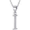 Morella Collana donna argento con ciondolo lettera I argento 925 rodinato con zirconi bianchi 45 cm