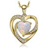 JewelryPalace 2.5ct Collana Cuore Donna Argento 925 con Creato Opale Multicolore, Collana Dorata Ciondolo Pietra a Taglio Cuore con Catena 45cm, Collane Pendenti Lunghe in Oro Set Gioielli Donna