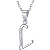 Morella Collana donna argento con ciondolo lettera L argento 925 rodinato con zirconi bianchi 45 cm