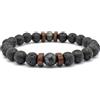 ZENSE - Bracciale regolabile da uomo con perle lisce di magma nero e onice ZB0342