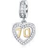GLOWDAS 10 11 a 21 22 23 24 25 28 30 33 35 40 45 50 55 60 65 70 75 80 Charms Compleanno, Fit Bracciale Anniversario Europeo/Collana, Numero D'oro 925 Argento Sterling Cuore Ciondolo con CZ, per Donne/Uomini
