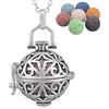Flongo Collana Diffusore Per Aromaterapia Con Ciondolo Portaprofumo – Argento Vintage In Acciaio Inox Con 6 Feltri Riutilizzabili E Catena 45 Cm – Regalo Per Donna