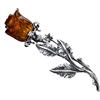 AMBEDORA Spilla da donna in argento 925 ossidato, rosa baltica intagliata a mano, spilla in ambra cognac, set regalo pronto per l'anniversario di matrimonio di San Valentino