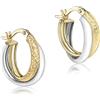 Carissima Orecchini Creola a Crossover con Taglio Diamantato Giallo da 5,5 mm x 15 mm in Oro Giallo e Bicolore 9 ct per Donna