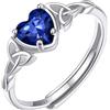 ChicSilver Anello Donna Argento 925 Regolabile Cuore blu Zaffiro Settembre