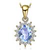 JewelryPalace 2.4ct Collana Donna Kate Middleton Argento 925 con Naturale Topazio Azzurro, Princess Diana William Collana Ciondolo Pietra Ovale con Catena 45cm, Collane Pendenti Oro Set Gioielli Donna