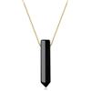 COAI Pendente Barra Esagonale in Ossidiana Nera, Collana Pendente Unisex Catena Lunga in Acciaio Inox