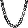 PROSTEEL Collana Uomo a Catena Cubana Barbazzale Grande Grossa Robusta Maschile, Larga 12 mm, Lunghezza 45 cm, Acciaio Inossidabile, Cool Swag, Collana Nera Nero