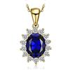JewelryPalace 3.2ct Collana Donna Kate Middleton Argento 925 con Creato Zaffiro Blu, Princess Diana William Collana Ciondolo Pietra Ovale con Catena 45cm, Collane Pendenti in Oro Set Gioielli Donna