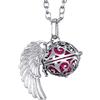 Morella Catenina Donna Angelo Custode in Acciaio Inox 70 cm con Ciondolo ad Ali di Angelo e Sfera zirconi Pink Ø 16 mm in Sacchetto di Velluto