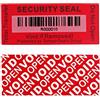 TamperSeals Group 100pcs 25x60mm Rosso Totale-Trasferimento Sicurezza Void Etichette | con Codici a Barre, Messaggio Void Istantaneo, Superficie Universale, Standard SGS RoHs, Per Garanzia E Prove